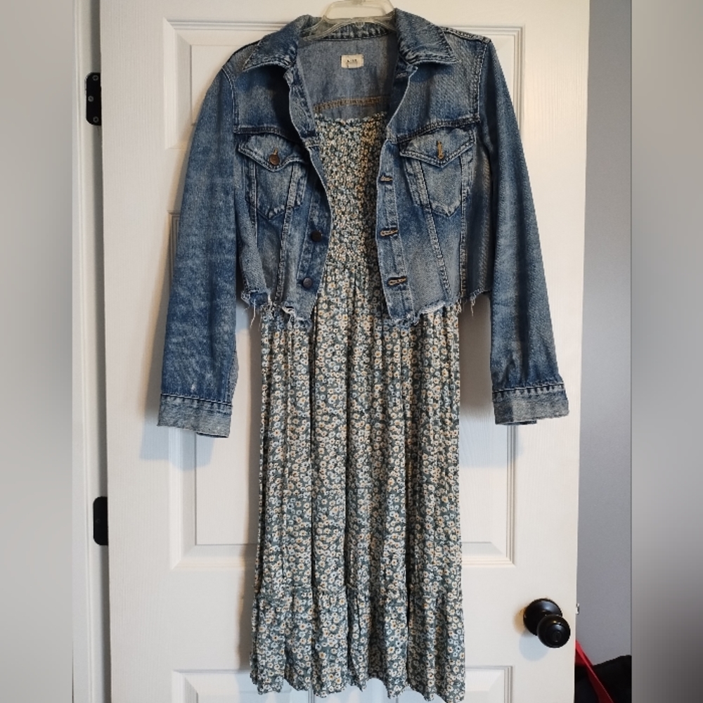 PinkBlush Light Blue Floral Ruffle Midi Dress